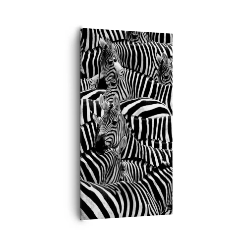 Impression sur toile - Image sur toile - Portrait collectif à rayures - 65x120 cm