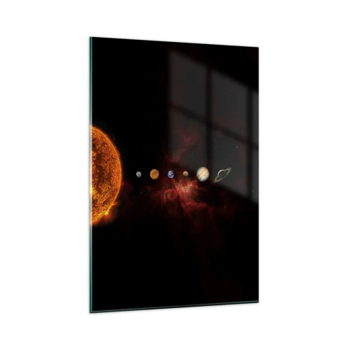 Impression sur verre - Image sur verre - Le système solaire avec des planètes sur fond d'espace - 80x120cm - Notre quartier - Décoration murale moderne pour le salon et la chambre ARTTOR