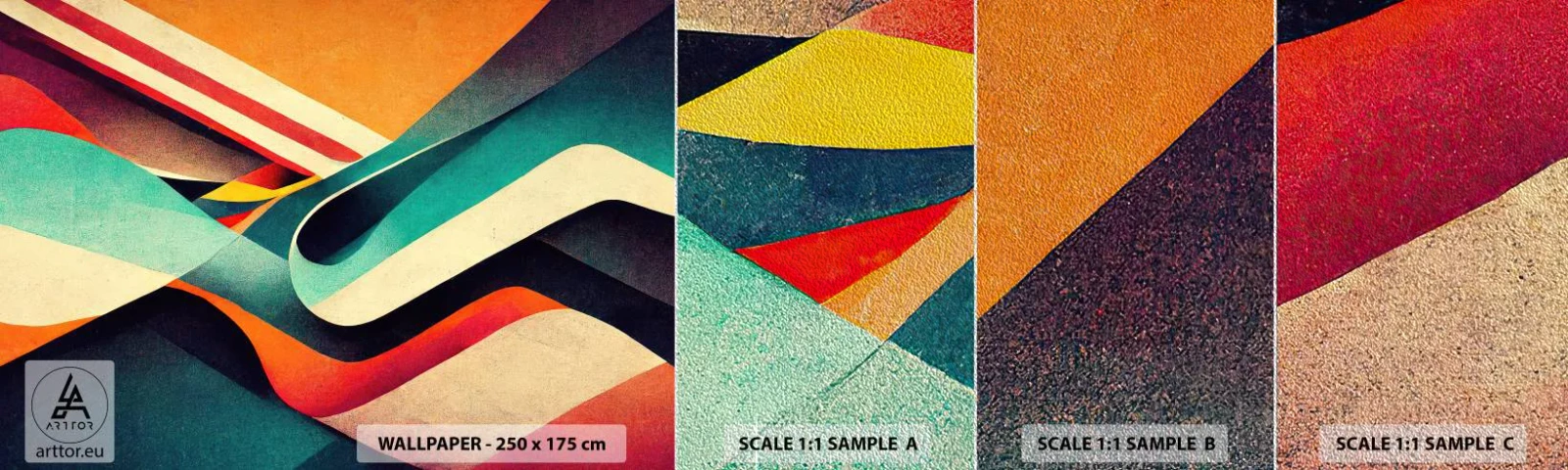 Échantillon de Papier Peint Premium Sand - Composition intense - Abstraction, Morceau, Lignes - 100x30 cm