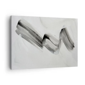 Impression sur toile - Image sur toile - Coup de pinceau abstrait noir et blanc sur fond clair - 70x50cm - Mine de rien pour s'amuser - Décoration murale moderne pour le salon et la chambre ARTTOR