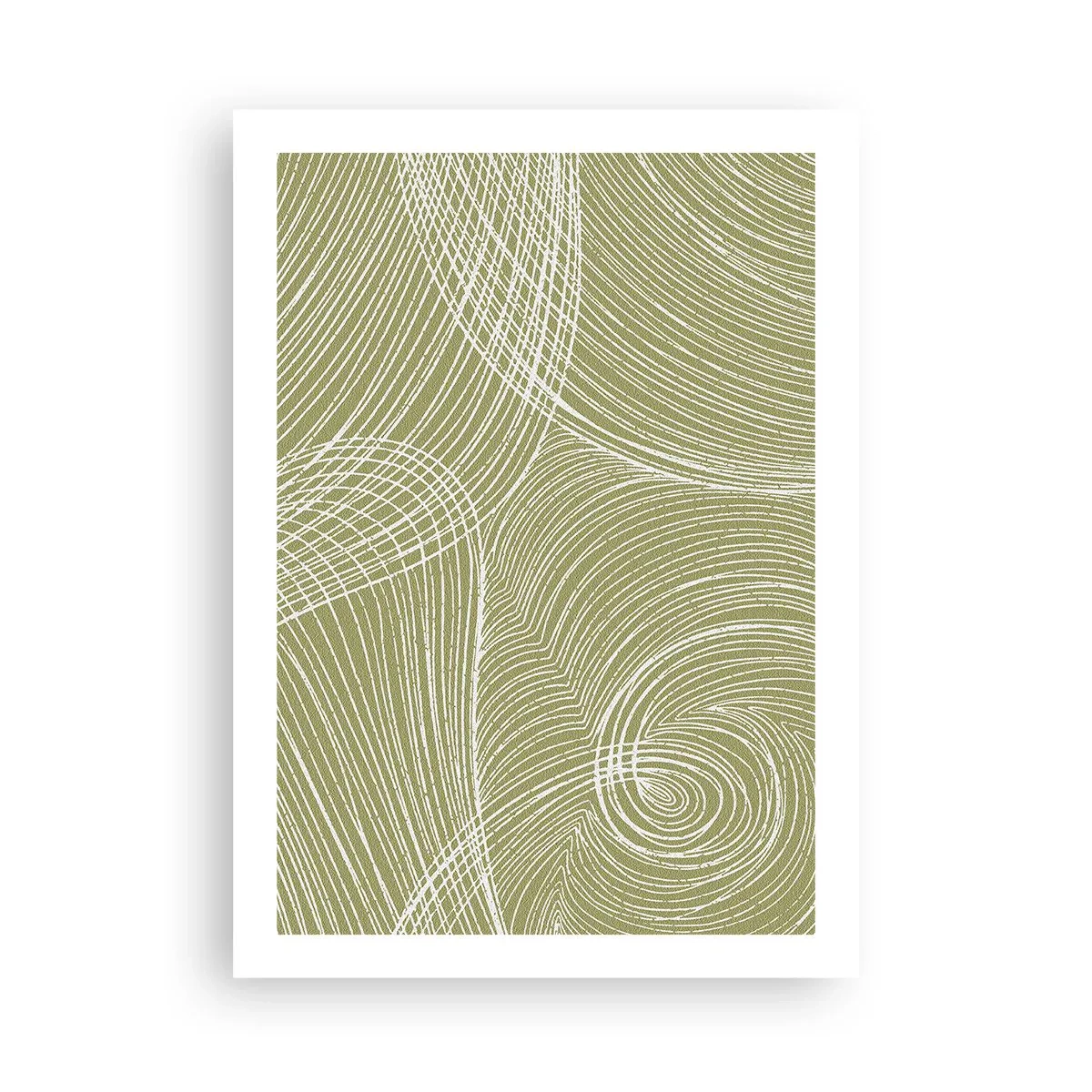 Affiche - Poster - Une composition abstraite dans des tons de vert avec des lignes dynamiques. - 50x70cm - Abstraction complexe de blanc - Décoration murale moderne pour le salon et la chambre ARTTOR