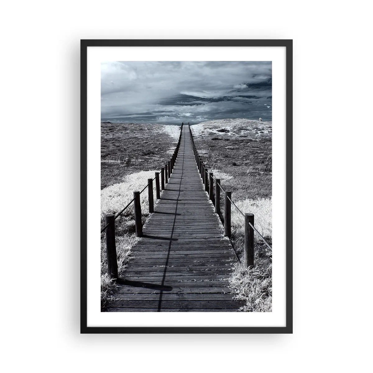 Affiche dans un cadre noir - Poster - Un chemin de bois vers l'inconnu - 50x70cm - Jusqu'au rivage - Décoration murale moderne pour le salon et la chambre ARTTOR