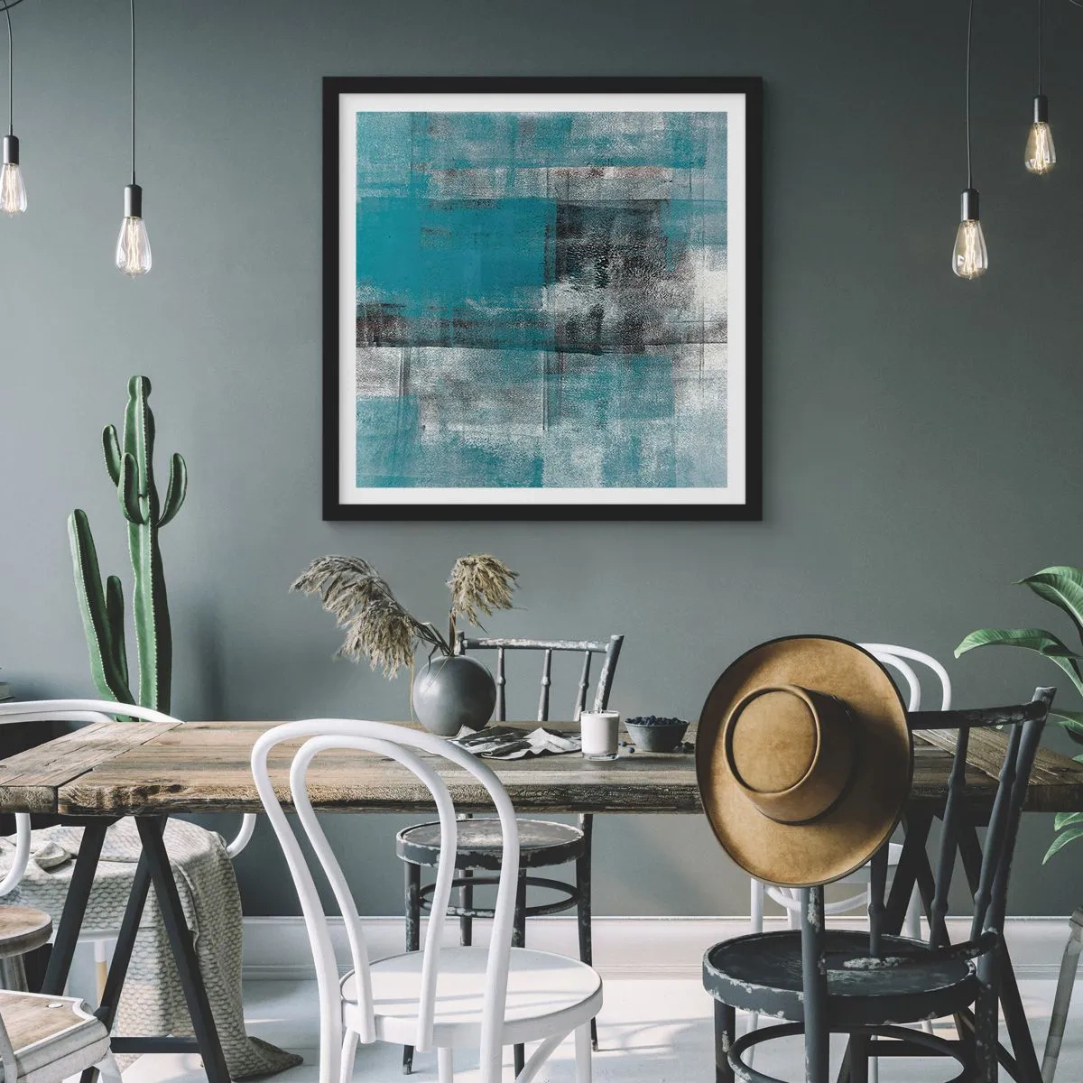 Affiche dans un cadre noir - Poster - Eau et air - 30x30 cm