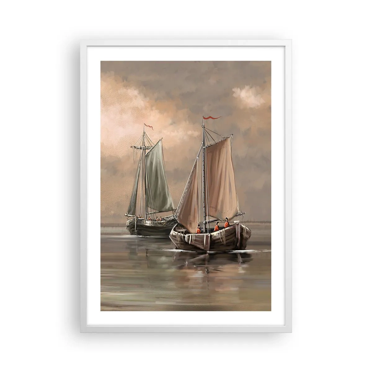 Affiche dans un cadre blanc - Poster - Le retour des marins - 50x70 cm