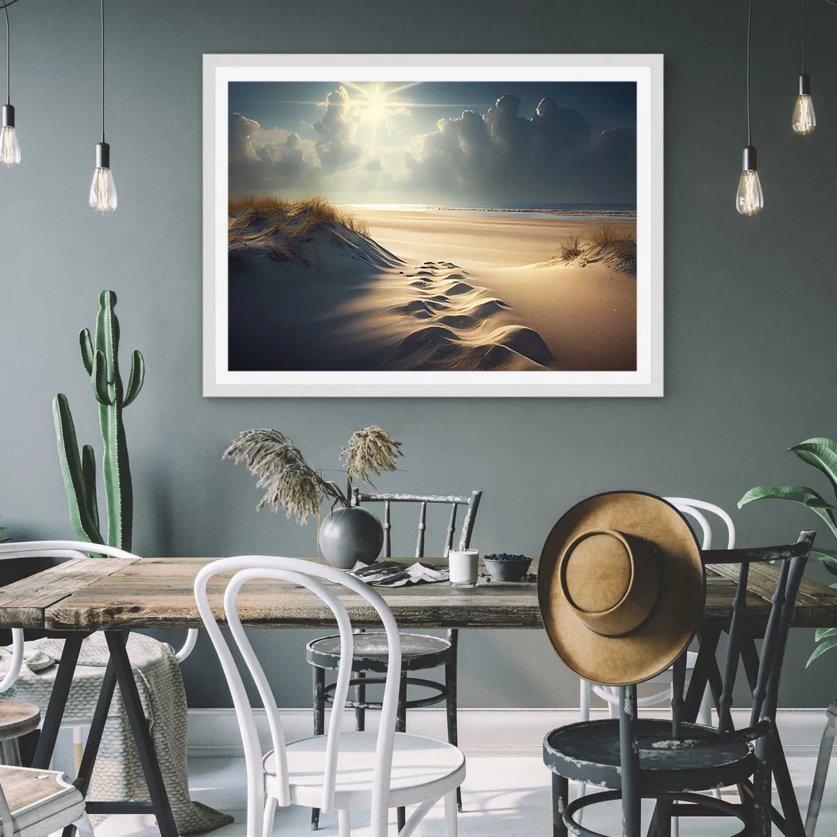 Affiche dans un cadre blanc - Poster - Un paysage apaisant - 70x50 cm