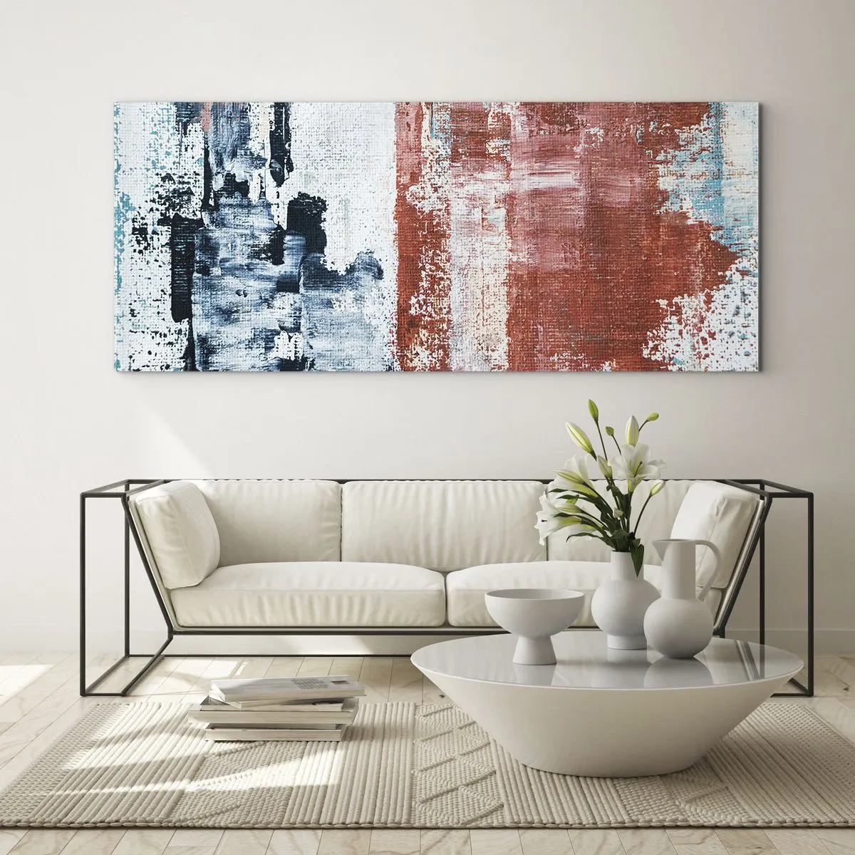 Impression sur verre - Image sur verre - Moitié-moitié abstrait - 100x40 cm