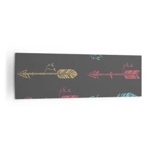 Impression sur toile - Image sur toile - Motif de flèche stylisée aux couleurs pastel sur fond sombre - 160x50cm - Dans l'ordonnance - Décoration murale moderne pour le salon et la chambre ARTTOR