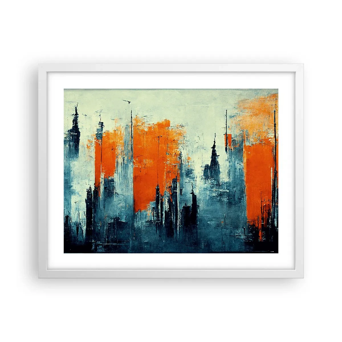 Affiche dans un cadre blanc - Poster - Paysage moderne - 50x40 cm