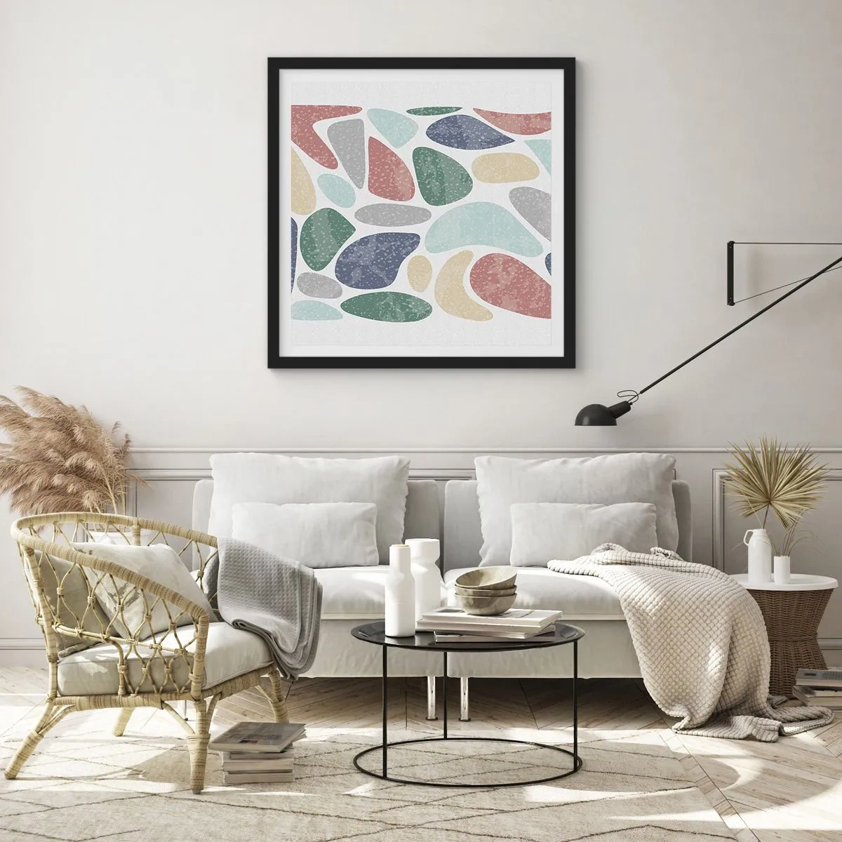Affiche dans un cadre noir - Poster - Une mosaïque de couleurs poudrées - 40x40 cm