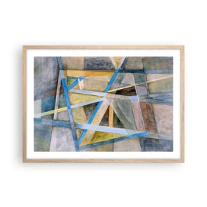 Affiche dans un chêne clair - Poster - Tout droit ou en diagonale ? - 70x50 cm