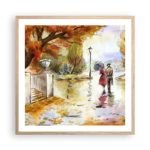 Affiche dans un chêne clair - Poster - Automne romantique dans le parc - 60x60 cm